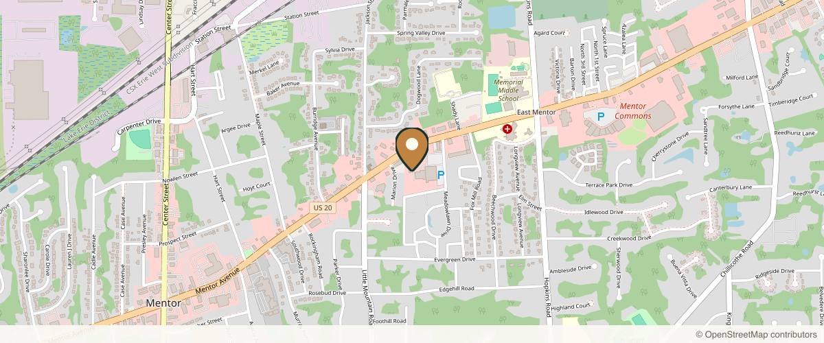 Map showing the exact location of Lucy's Laser & MedSpa at 8806 Mentor Ave G, Mentor, OH 44060, USA