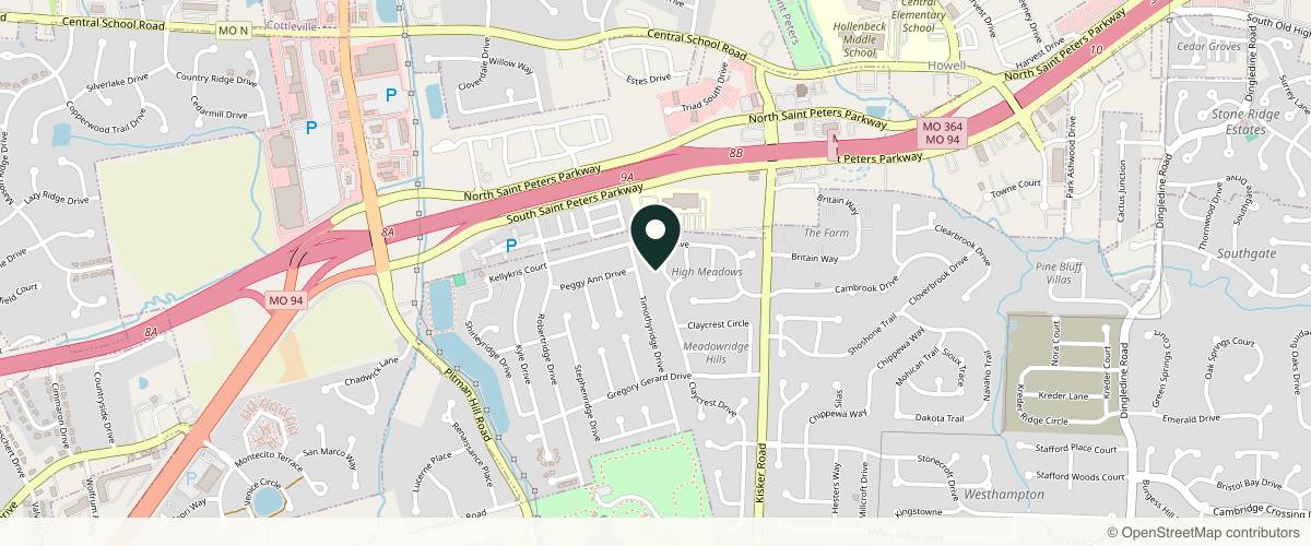 Map showing the exact location of Luminosity Aesthetics LLC at 405 Meadowside Ct, St Charles, MO 63304, USA