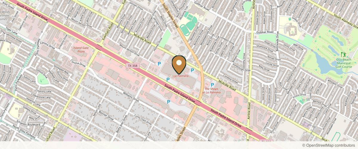 Map showing the exact location of Luminous Skin-Tech - Corpus Christi at 5488 S Padre Island Dr Ste 2060, Corpus Christi, TX 78411, USA