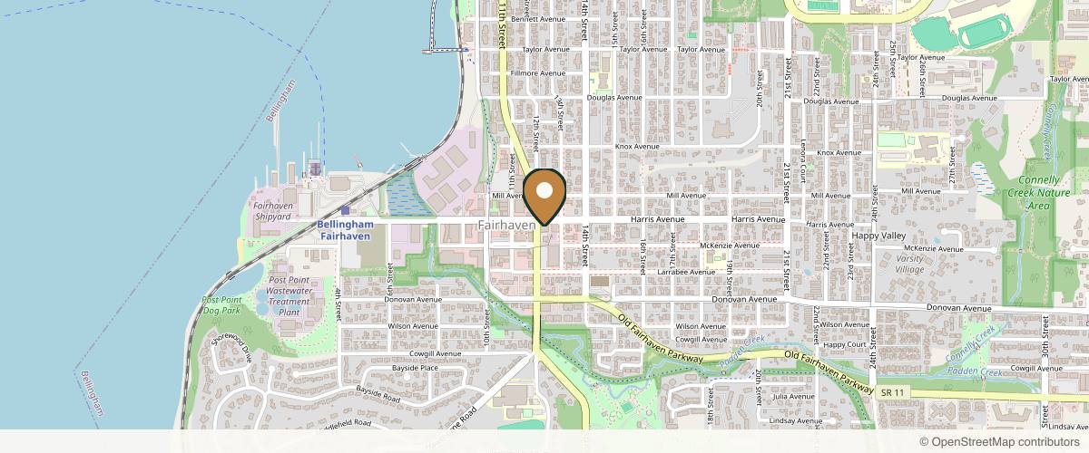 Map showing the exact location of Lumos Aesthetics at 1200 Harris Ave #307A, Bellingham, WA 98225, USA