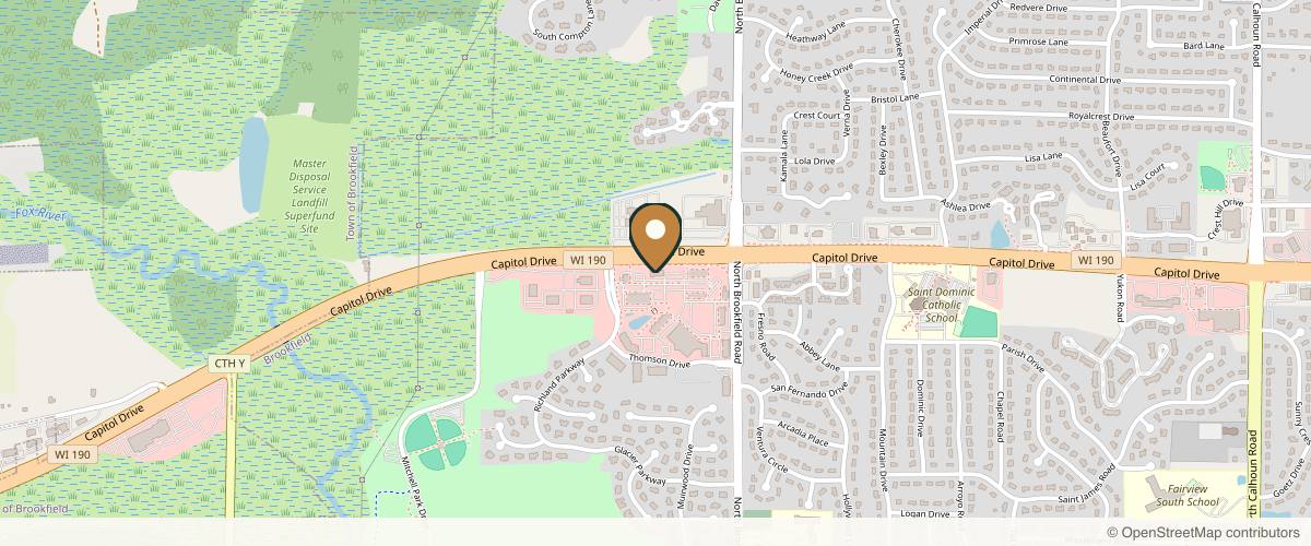 Map showing the exact location of Luna Med Spa at 19005 W Capitol Dr #130, Brookfield, WI 53045, USA