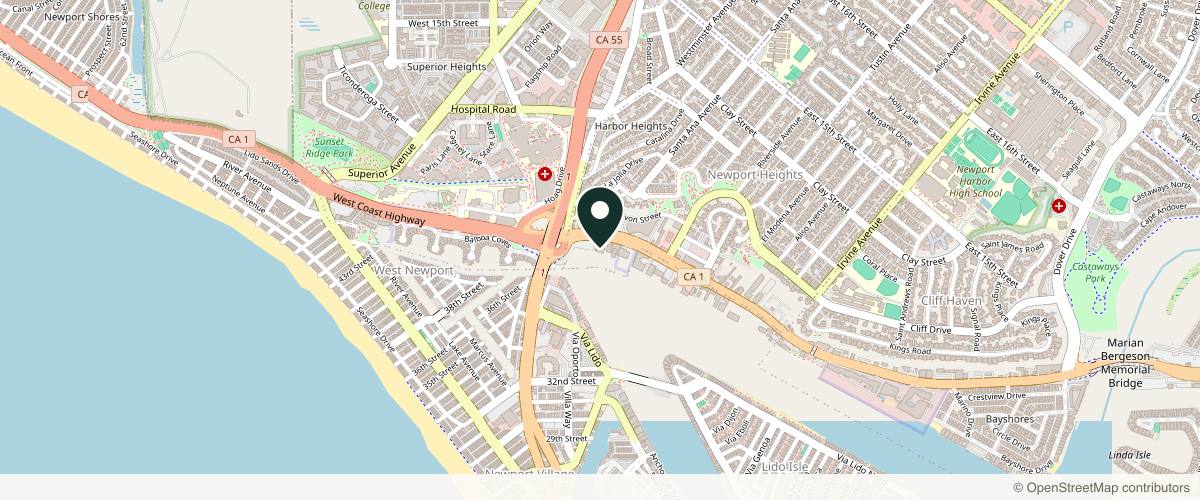 Map showing the exact location of LunaGlow MedSpa® at 3333 West Coast Hwy 4th Floor Ste 27, Newport Beach, CA 92663, USA