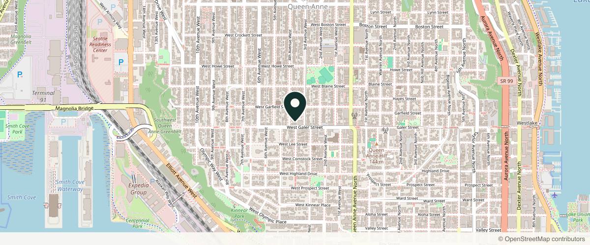 Map showing the exact location of Luscious Skin Spa at 318 W Galer St Ste a, Seattle, WA 98119, USA