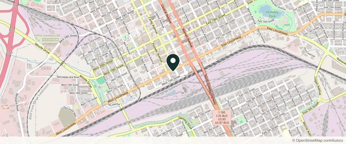 Map showing the exact location of Lush Medical Aesthetics + Wellness at 307 W Lincolnway, Cheyenne, WY 82001, USA