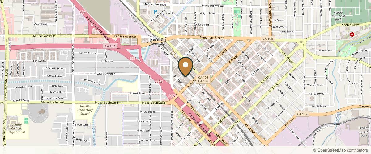 Map showing the exact location of Lux beauty at 1231 8th St #200, Modesto, CA 95354, USA