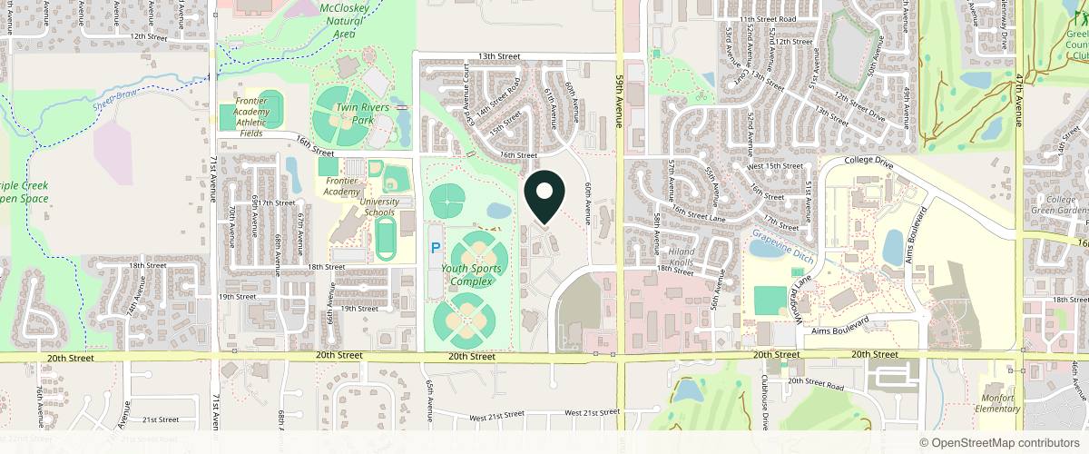 Map showing the exact location of Lux Lymphatic | Body Sculpting & Lymphatic Drainage at 1705 61st Ave, Greeley, CO 80634, USA