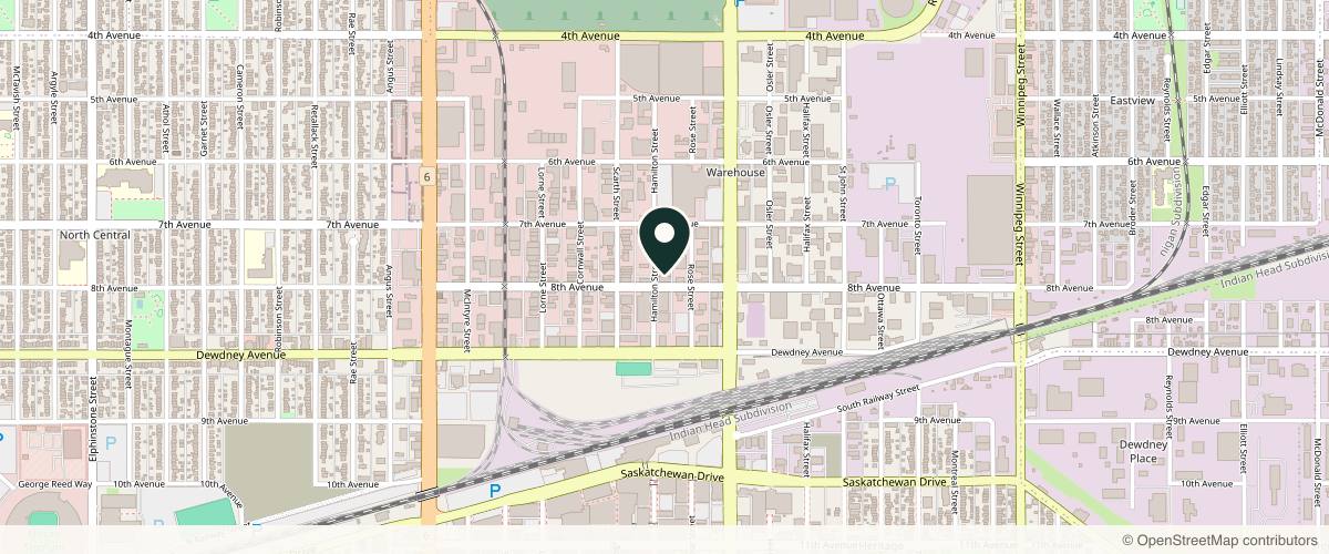 Map showing the exact location of Luxaderm at 1377 Hamilton St #301, Regina, SK S4R 2B6, Canada
