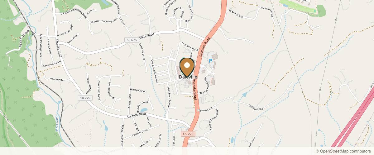 Map showing the exact location of Luxe Aesthetics at 32 Town Center Street Suite 204, Daleville, VA 24083, USA