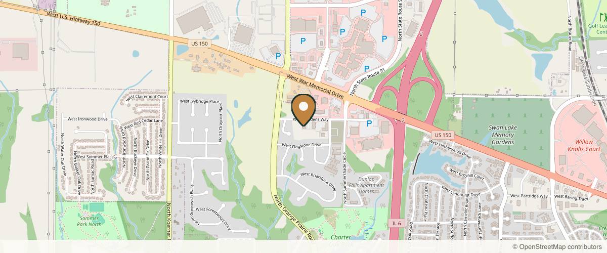 Map showing the exact location of Luxe Aesthetics Studio - Medical Aesthetics By Alicia Heiser at 5400 West Landens Way Unit 13A, Peoria, IL 61615, USA