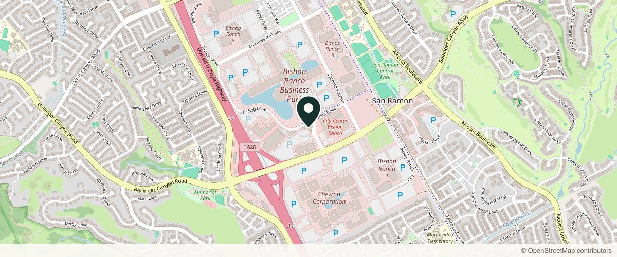 Map showing the exact location of Luxe & Posh Aesthetics & Wellness at 160 Sunset Dr Ste 101, San Ramon, CA 94583, USA
