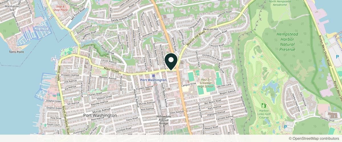Map showing the exact location of Luxe House Aesthetics at 20c Main St, Port Washington, NY 11050, USA
