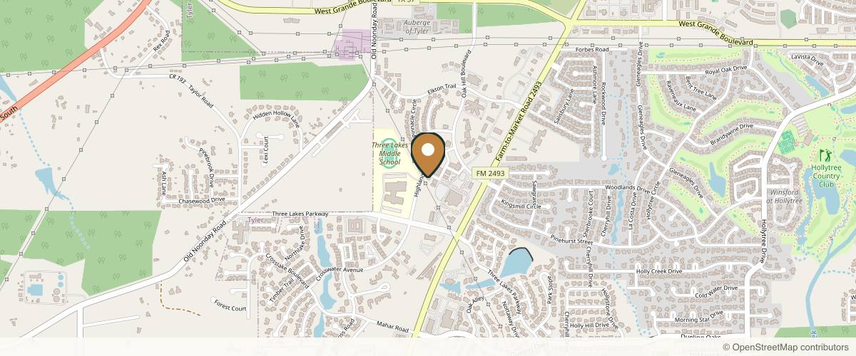Map showing the exact location of Luxe Med Spa at 7054 Highlands Ln, Tyler, TX 75703, USA