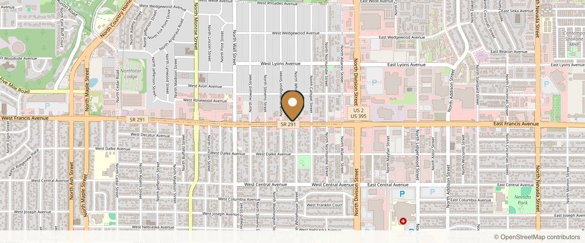 Map showing the exact location of Luxe. Salon & Medspa at 314 W Francis Ave, Spokane, WA 99205, USA