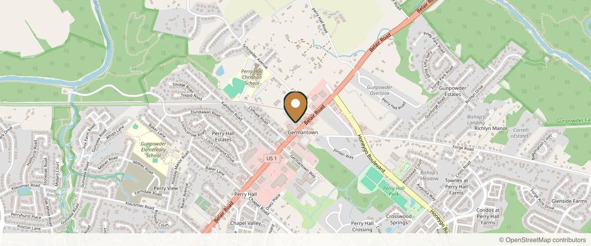 Map showing the exact location of LUXMODE MEDSPA at 9712 Belair Rd, Nottingham, MD 21236, USA