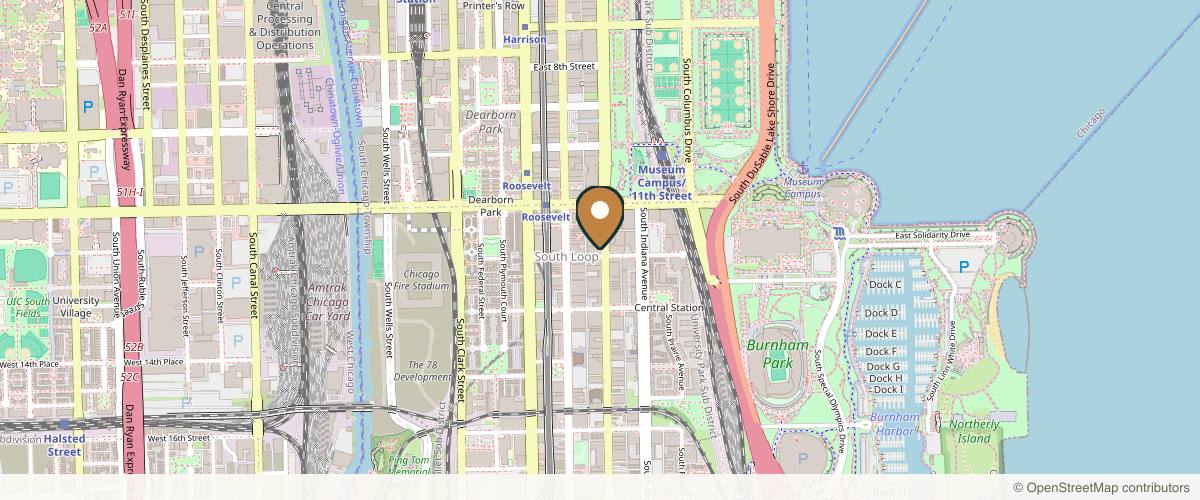 Map showing the exact location of Luxura Med Spa at 1250 S Michigan Ave, Chicago, IL 60605, USA