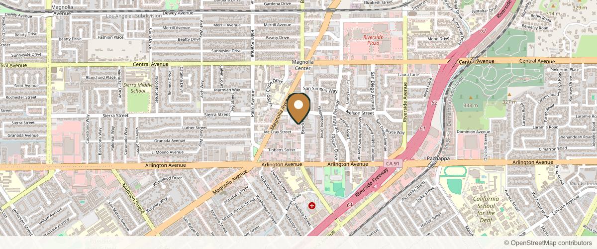 Map showing the exact location of Luxury Health Spa at 6863 Brockton Ave, Riverside, CA 92506, USA