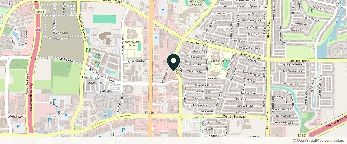 Map showing the exact location of LV Skin Aesthetics at 9300 John Hickman Pkwy Suite 204, Frisco, TX 75035, USA