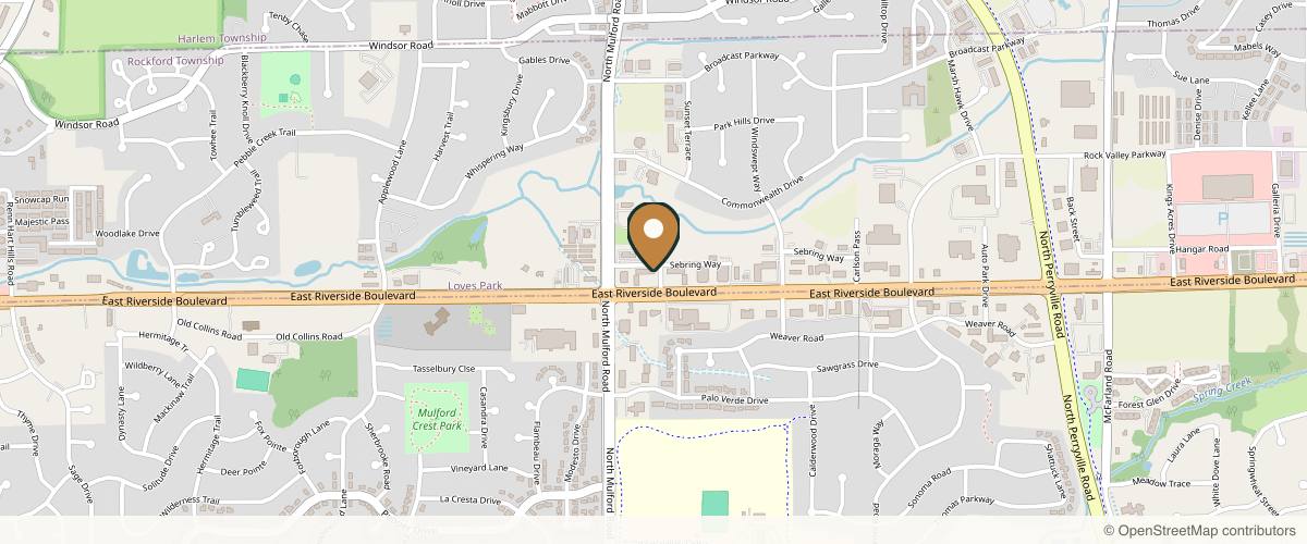Map showing the exact location of LXRY Aesthetics & Wellness at 6144 E Riverside Blvd, Loves Park, IL 61111, USA