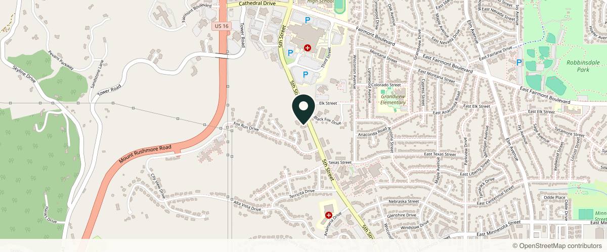 Map showing the exact location of Lycia Thornburg, MD Dermatology at 3535 5th St, Rapid City, SD 57701, USA