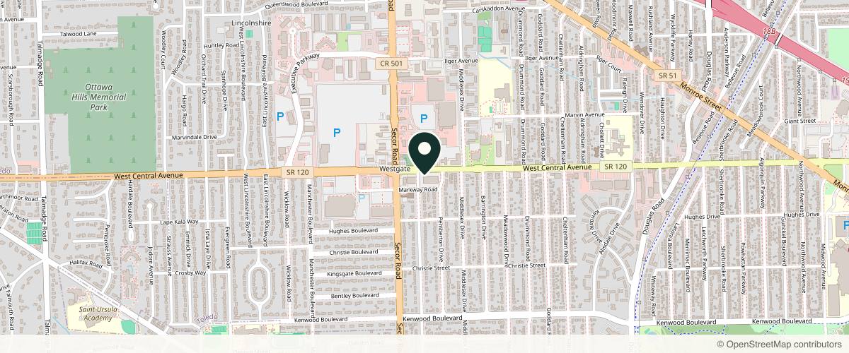 Map showing the exact location of M Browz Spa & Academy at 3159 Central Ave, Toledo, OH 43606, USA