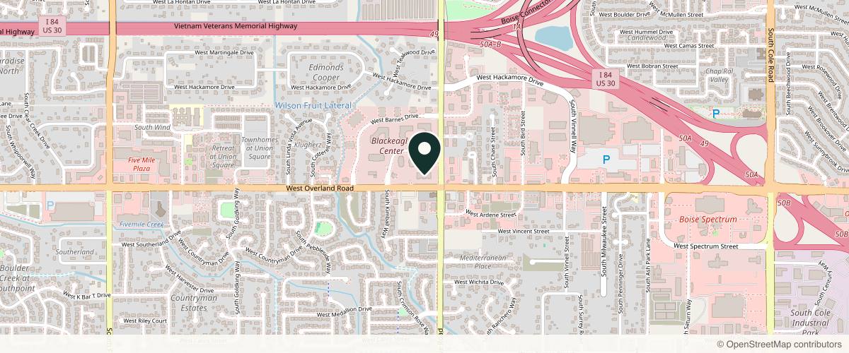 Map showing the exact location of M Spa Boise at 9050 W Overland Rd Ste 285, Boise, ID 83709, USA
