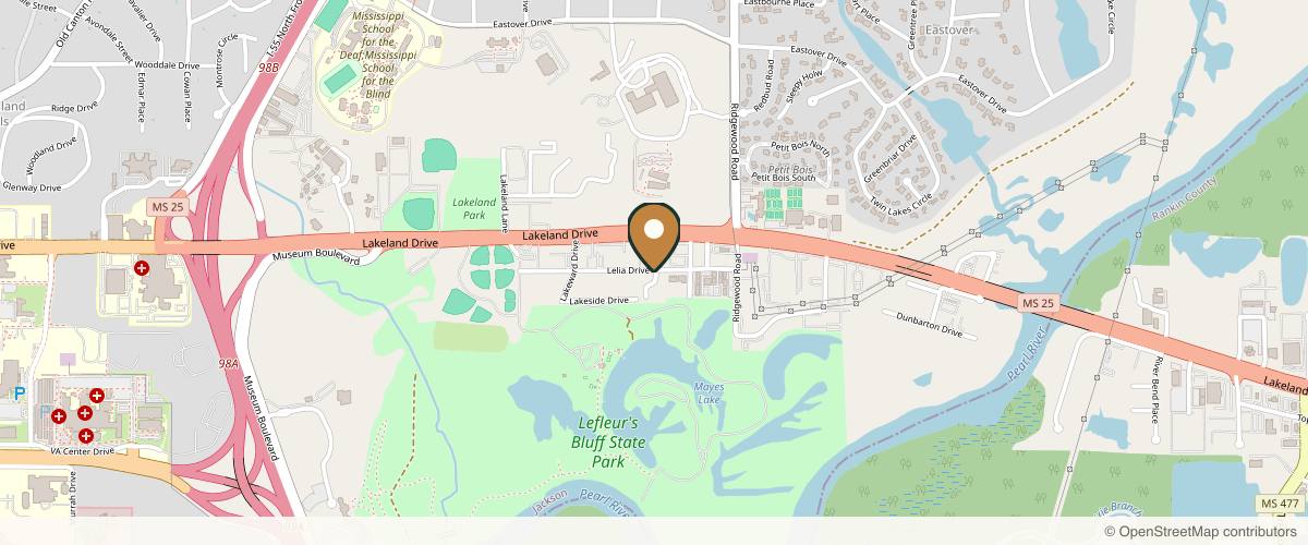 Map showing the exact location of Magnolia Dermatology: Jackson Clinic at 1659 Lelia Dr, Jackson, MS 39216, USA