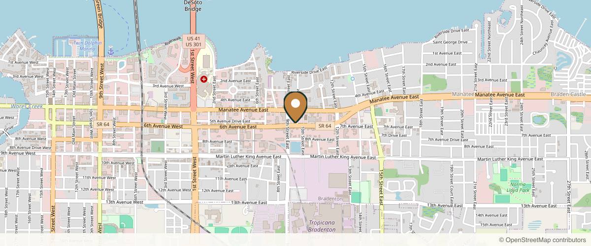Map showing the exact location of Magnolia Wellness Center and Skincare at 616 10th St E, Bradenton, FL 34208, USA