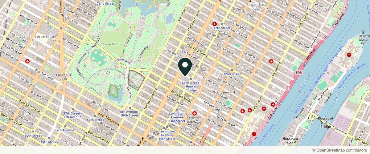 Map showing the exact location of Mandel Dermatology - Upper East Side at 116 E 68th St #1C, New York, NY 10065