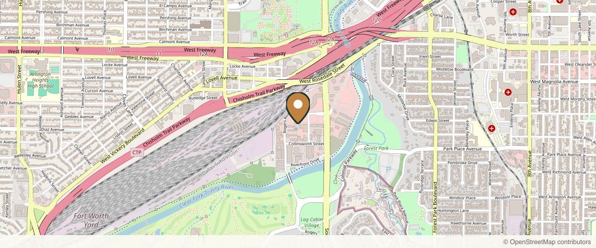 Map showing the exact location of MANOR | Ft. Worth at 1604 S University Dr Ste D501, Fort Worth, TX 76107, USA