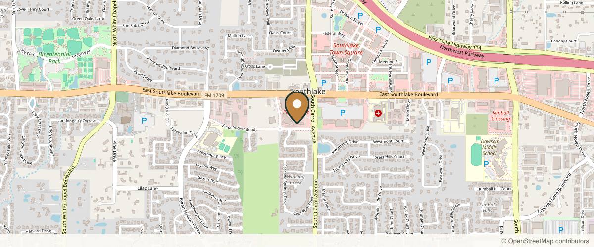 Map showing the exact location of MANOR | Southlake at 1071 E Southlake Blvd Ste 140, Southlake, TX 76092, USA