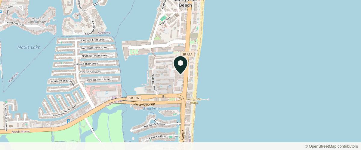 Map showing the exact location of Mari Skin & Laser Clinic at 17070 Collins Ave Ste 258, Sunny Isles Beach, FL 33160, USA
