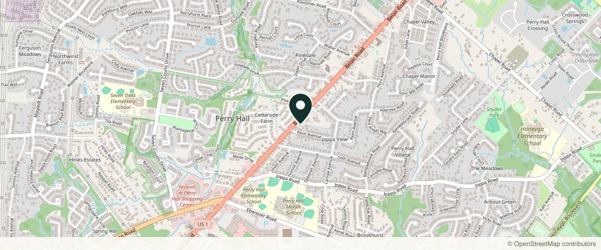 Map showing the exact location of Marlana Aesthetics & Wellness at 9309 Belair Rd Ste D, Baltimore, MD 21236, USA