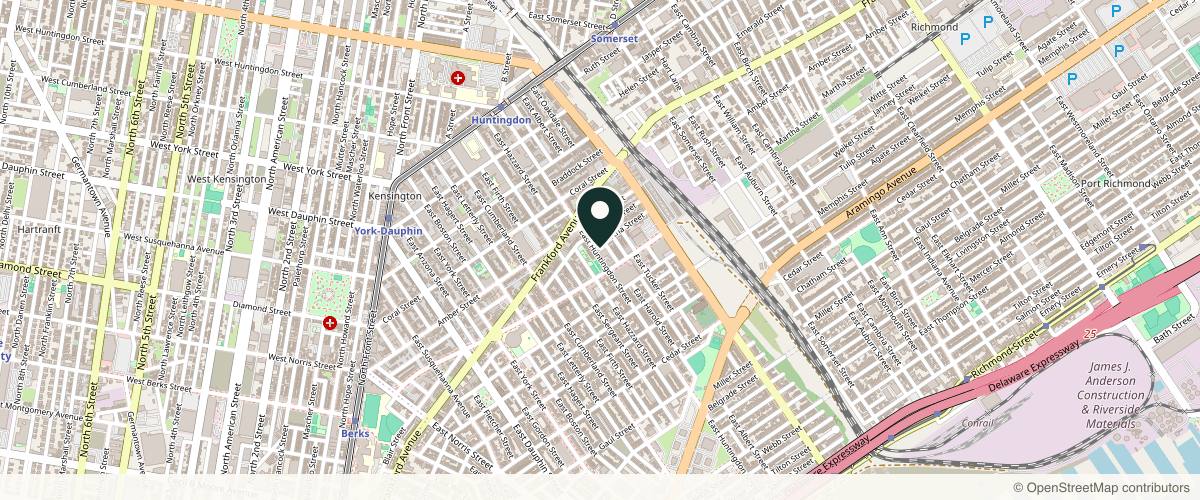 Map showing the exact location of MaxAesthetics at 2137 E Huntingdon St Ste W 1000, Philadelphia, PA 19125, USA