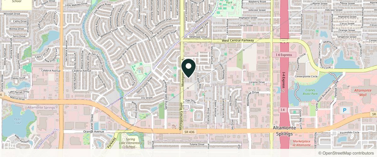 Map showing the exact location of MC Aesthetics Laser & Wellness Center at 409 Montgomery Rd Ste 121, Altamonte Springs, FL 32714, USA