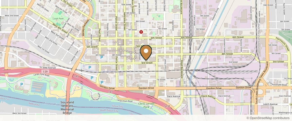 Map showing the exact location of McNaughton Plastic Surgery, LLC at 302 Jones St Ste 330, Sioux City, IA 51101, USA