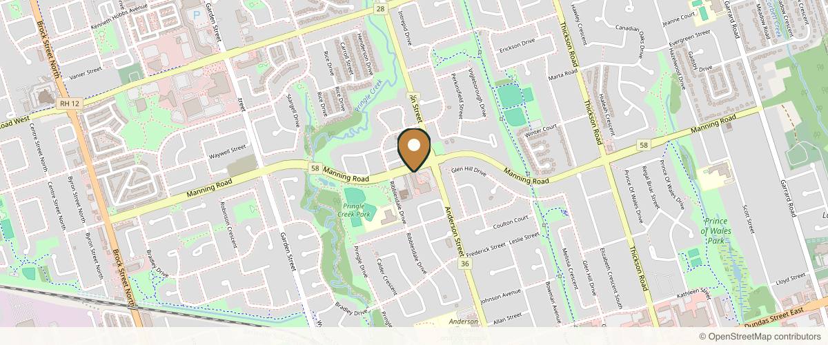 Map showing the exact location of MD Aesthetics, COPELAND MD at 728 Anderson St, Whitby, ON L1N 9E6, Canada