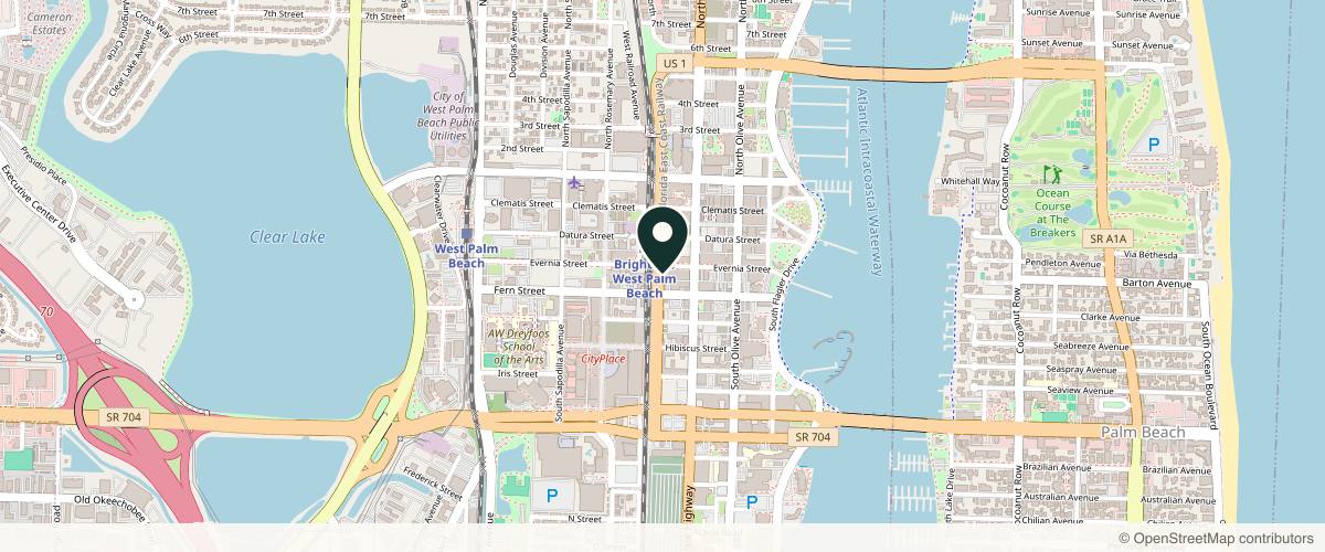 Map showing the exact location of MD Beauty Labs at 320 S Quadrille Blvd, West Palm Beach, FL 33401, USA