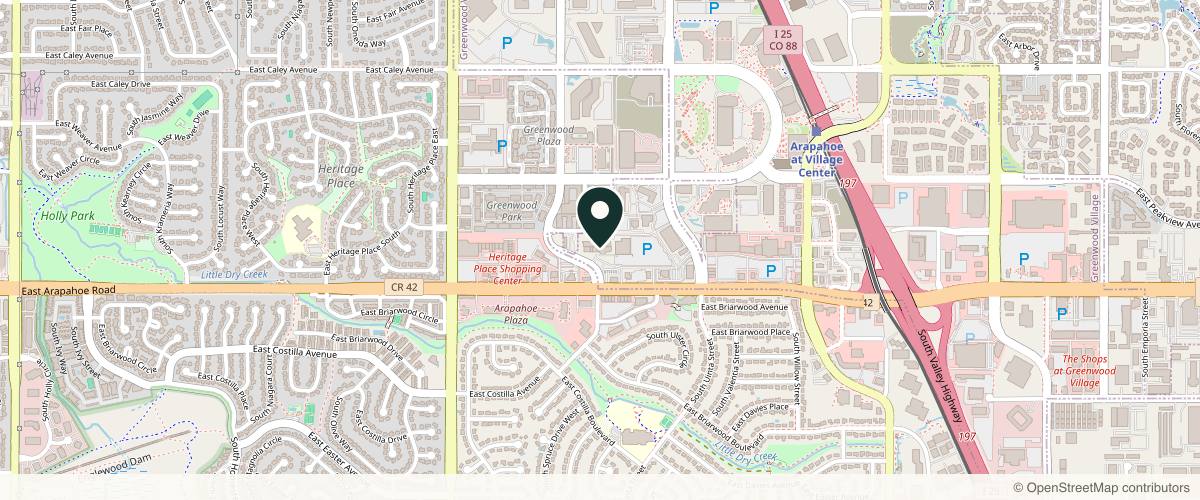 Map showing the exact location of MD Body & Med Spa at 7939 E Arapahoe Rd #210, Greenwood Village, CO 80112, USA