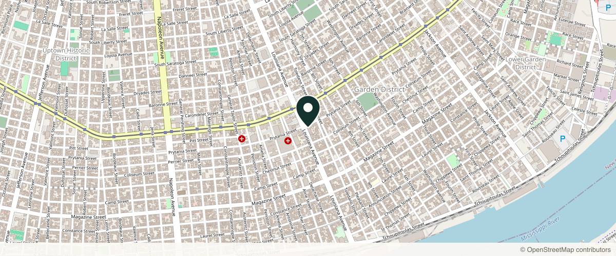 Map showing the exact location of MD Claiborne Dermatology: Uptown New Orleans at 1477 Louisiana Ave #100, New Orleans, LA 70115