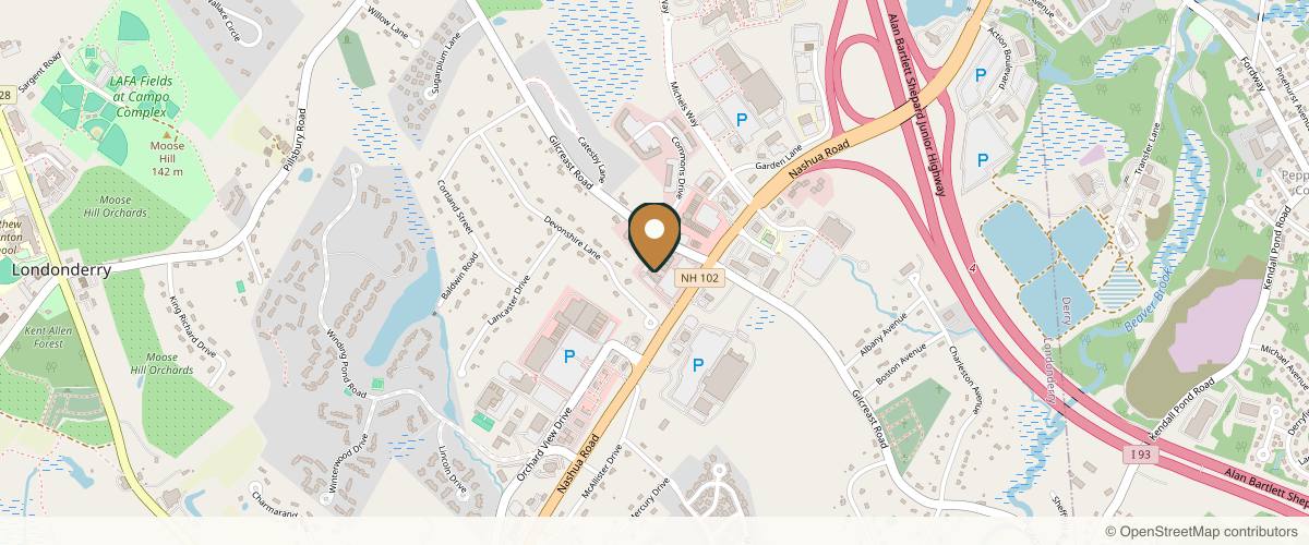 Map showing the exact location of MD Esthetics Londonderry at 50 Nashua Rd Ste 107, Londonderry, NH 03053, USA