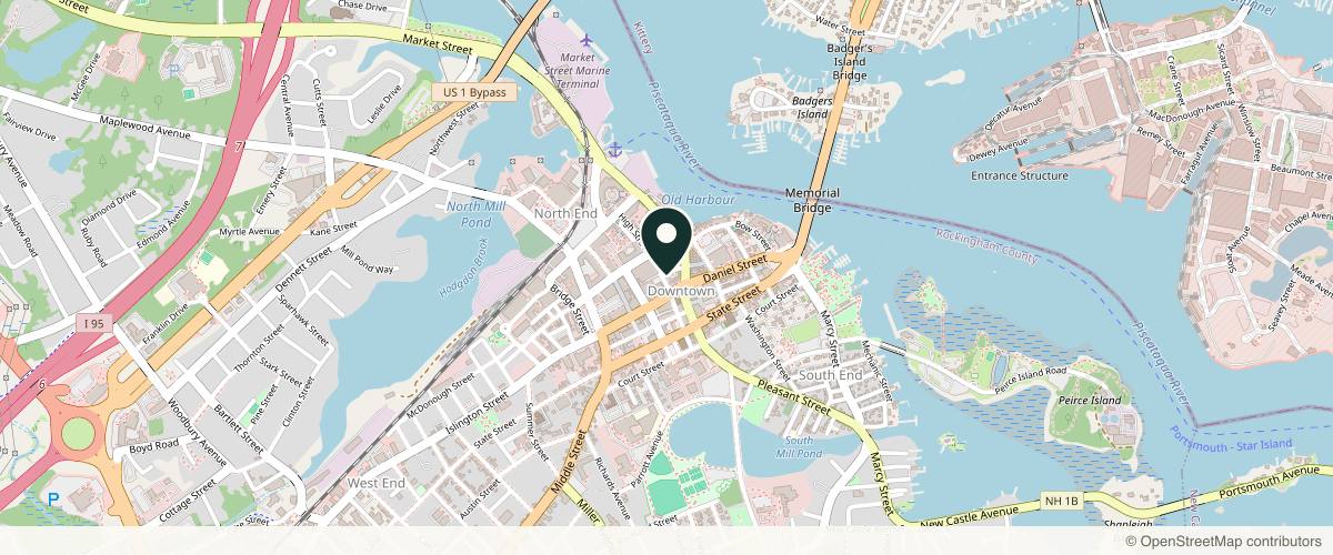 Map showing the exact location of MD Esthetics Portsmouth at 24 Ladd St, Portsmouth, NH 03801, USA