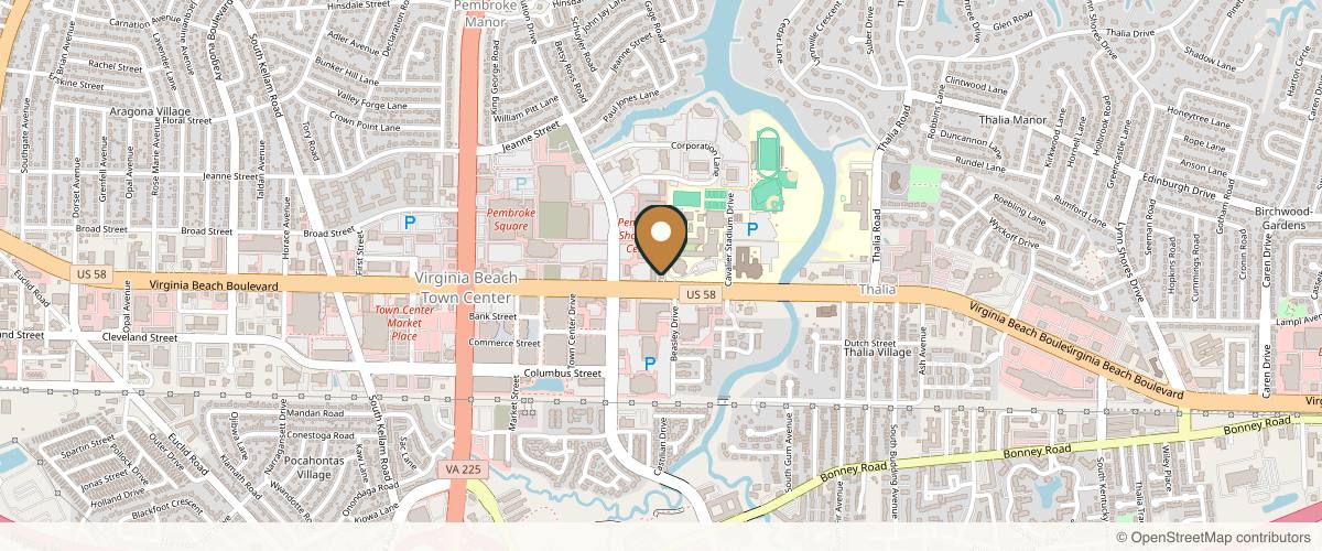 Map showing the exact location of MD Esthetics Virginia Beach at 4452 Virginia Beach Blvd Ste 103, Virginia Beach, VA 23462, USA