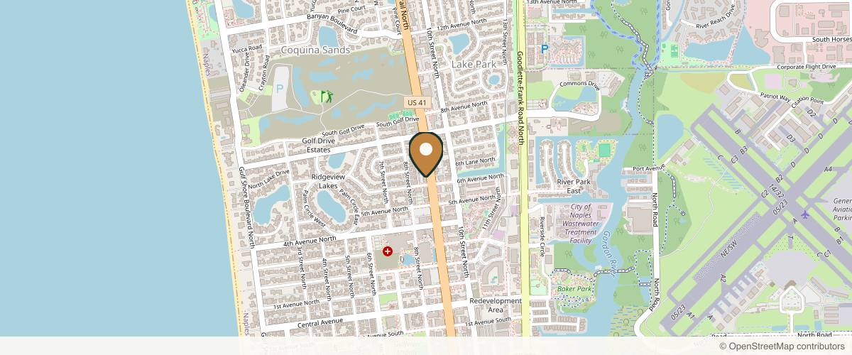 Map showing the exact location of MD Health Spa at 625 9th St N Unit 304, Naples, FL 34102, USA