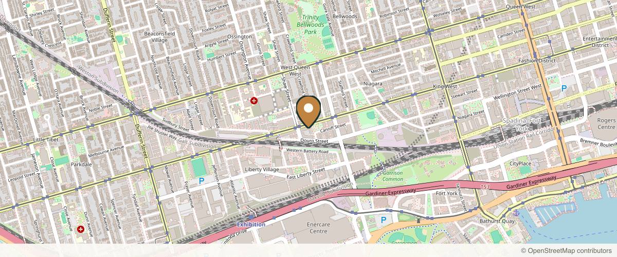 Map showing the exact location of MD Skin Lab at 1005 King St W Unit 1, Toronto, ON M6K 3M8, Canada