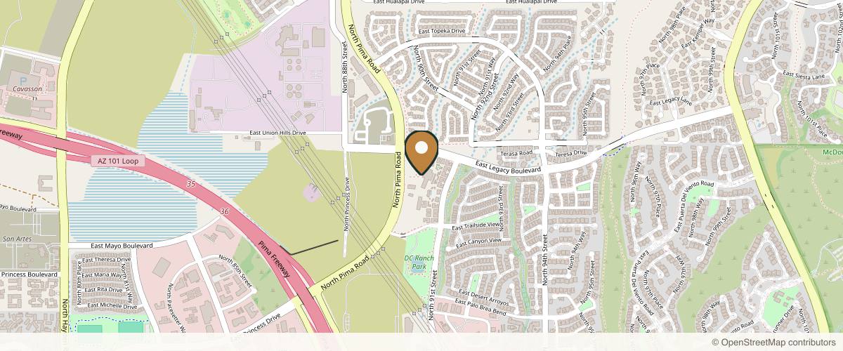 Map showing the exact location of MDSkin Lounge at 18251 N Pima Rd Ste 125, Scottsdale, AZ 85255, USA