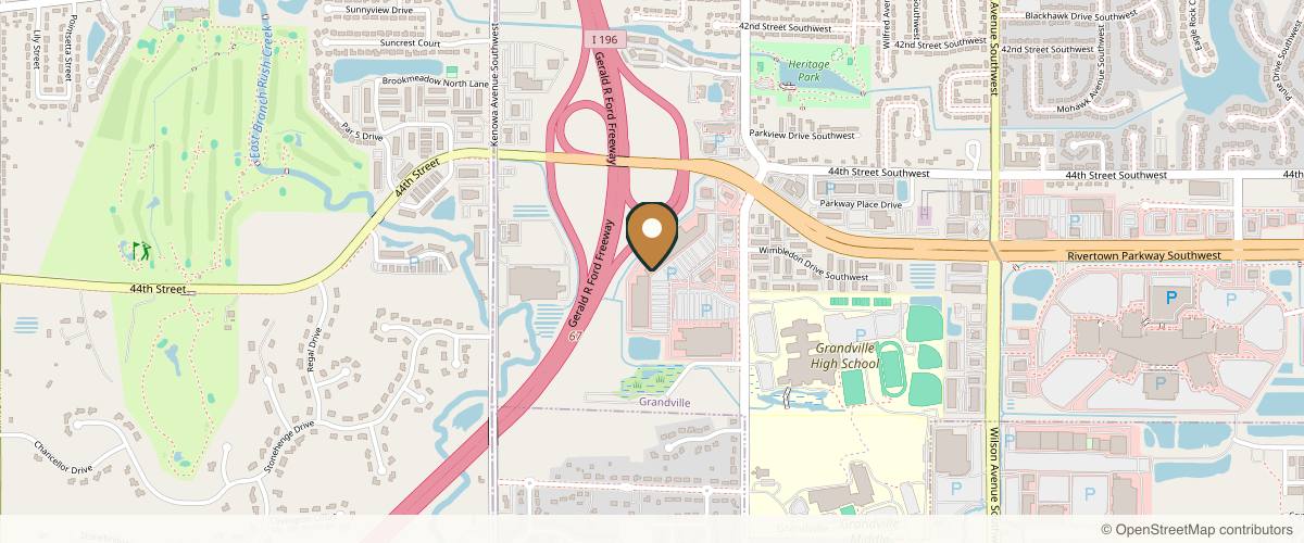 Map showing the exact location of MDV Aesthetics at Located in The Indi Suites, 4585 Canal Ave SW Suite 11, Grandville, MI 49418, USA