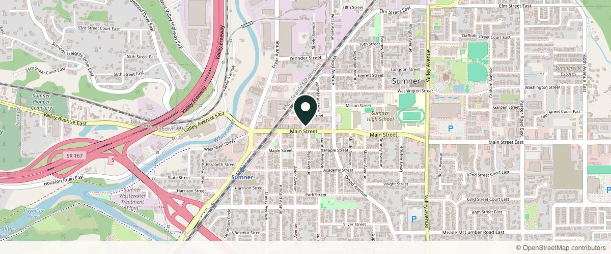 Map showing the exact location of Áme Aesthetic Institute at 1201 Main St Unit C, Sumner, WA 98390, USA