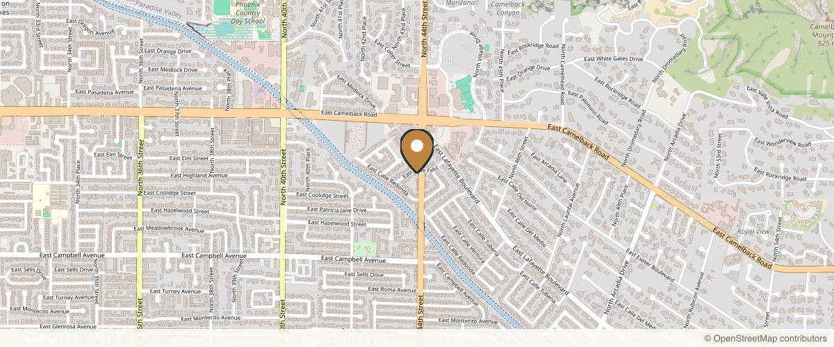 Map showing the exact location of Med 44 Arcadia at 4750 N 44th St, Phoenix, AZ 85018, USA