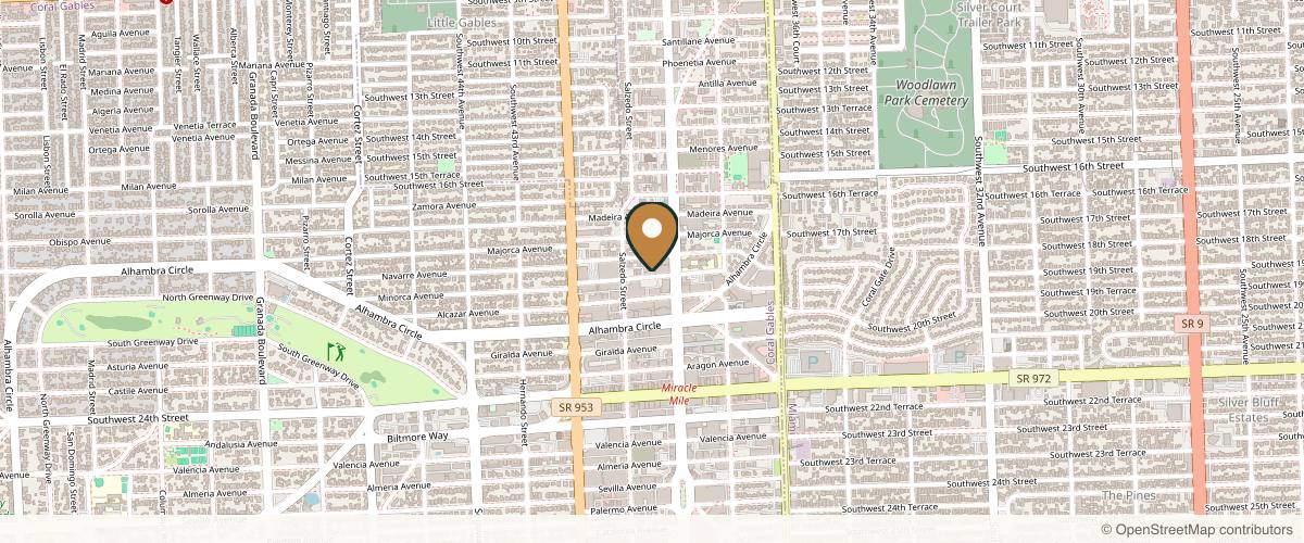 Map showing the exact location of Med Aesthetics Miami at 2020 Ponce de Leon Suite 106, Coral Gables, Miami, FL 33134, USA