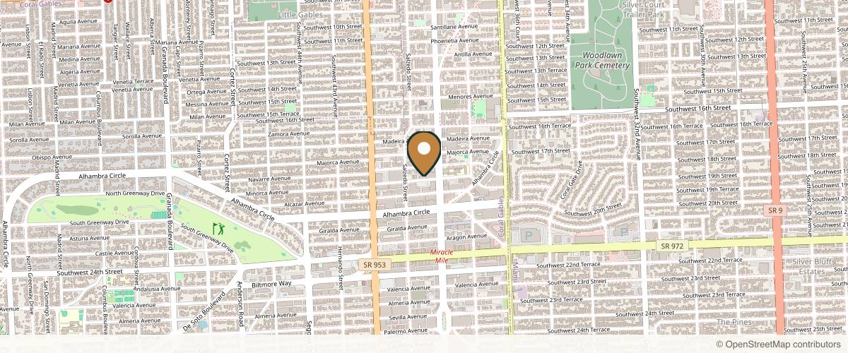 Map showing the exact location of Med Aesthetics Miami at 2020 Ponce de Leon Suite 106, Coral Gables, Miami, FL 33134, USA